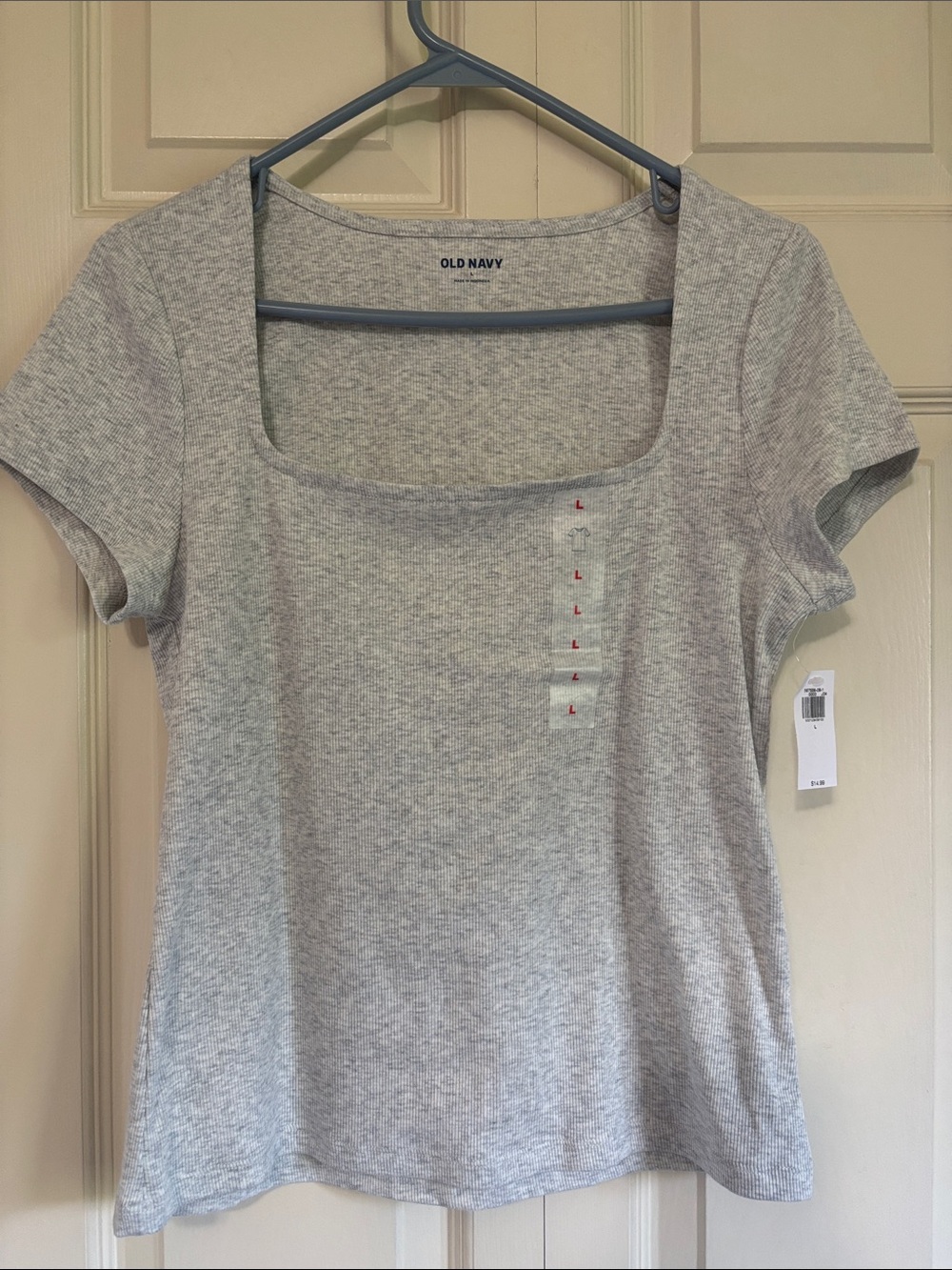 Old Navy Light Heather Gray Square Neck Ribbed Tee